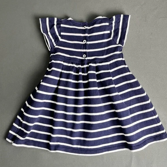 BOUT'CHOU Baby dress white and blue stripe size 6M - Picture 6 of 6